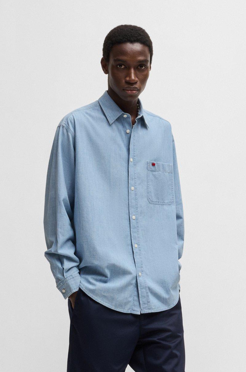 Hugo Boss Sobrecamisa oversize fit de cambray de algodón