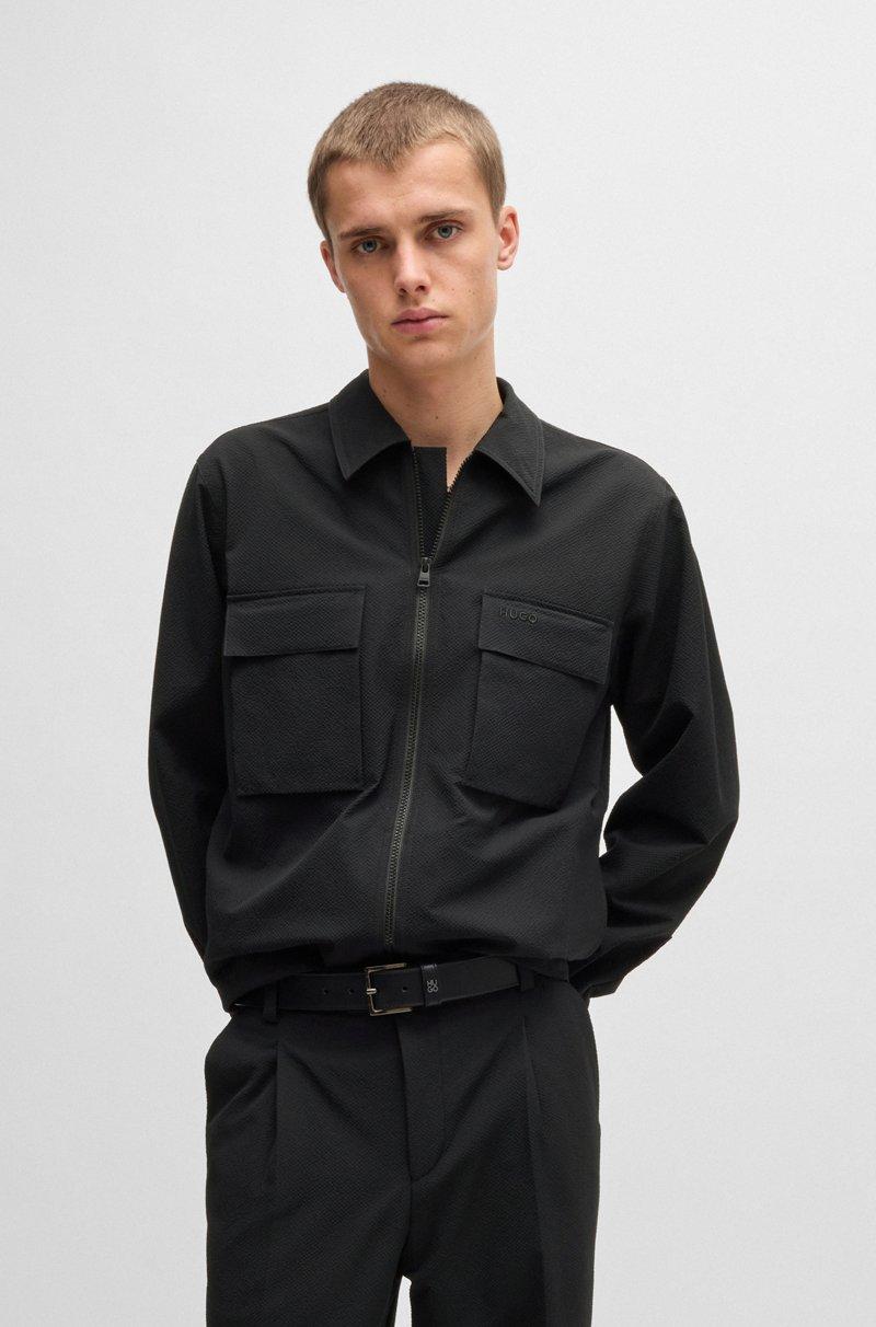 Hugo Boss Sobrecamisa oversize fit de tejido de sirsaca repelente al agua