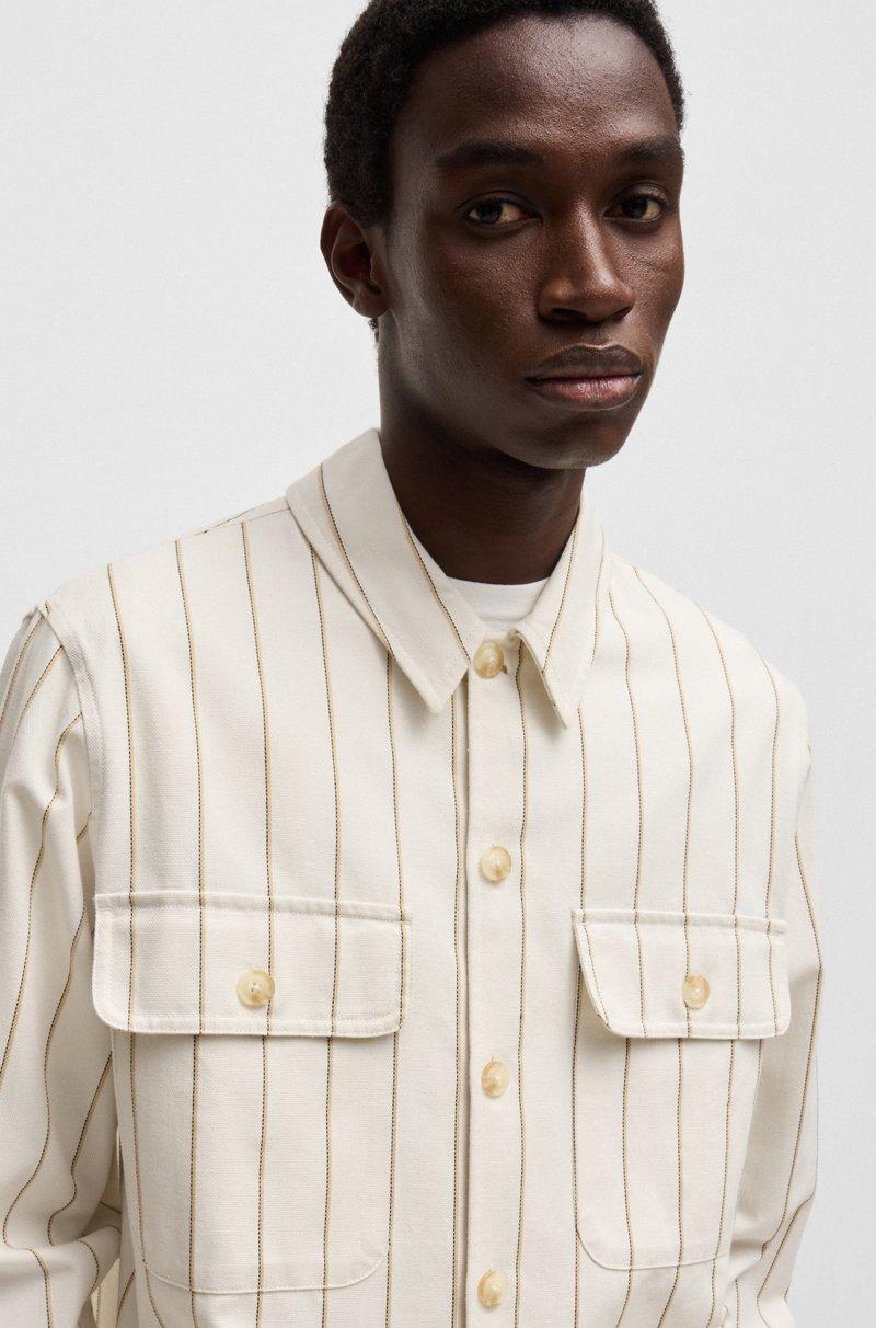 Hugo Boss Sobrecamisa Oversize Fit En Algodón Oxford A Rayas