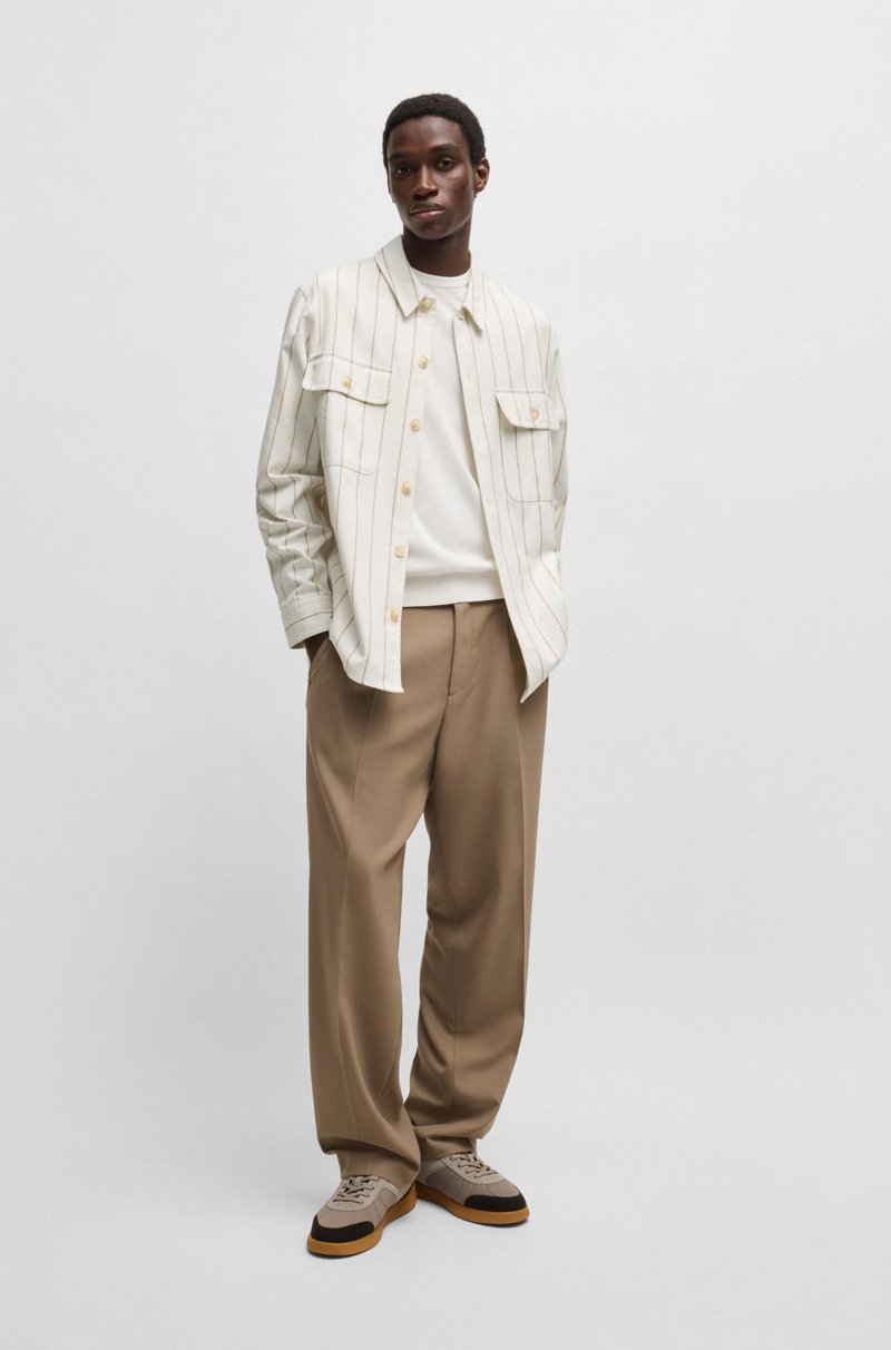 Hugo Boss Sobrecamisa Oversize Fit En Algodón Oxford A Rayas