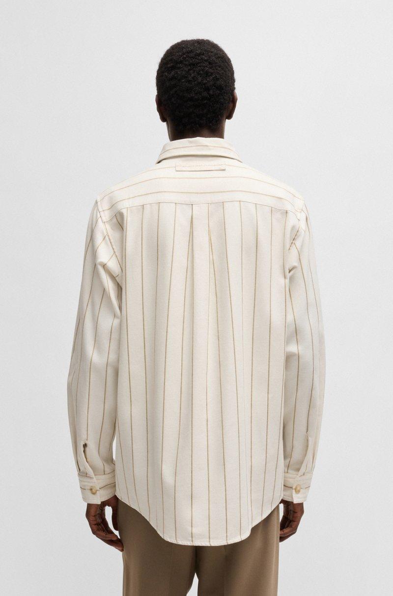 Hugo Boss Sobrecamisa Oversize Fit En Algodón Oxford A Rayas