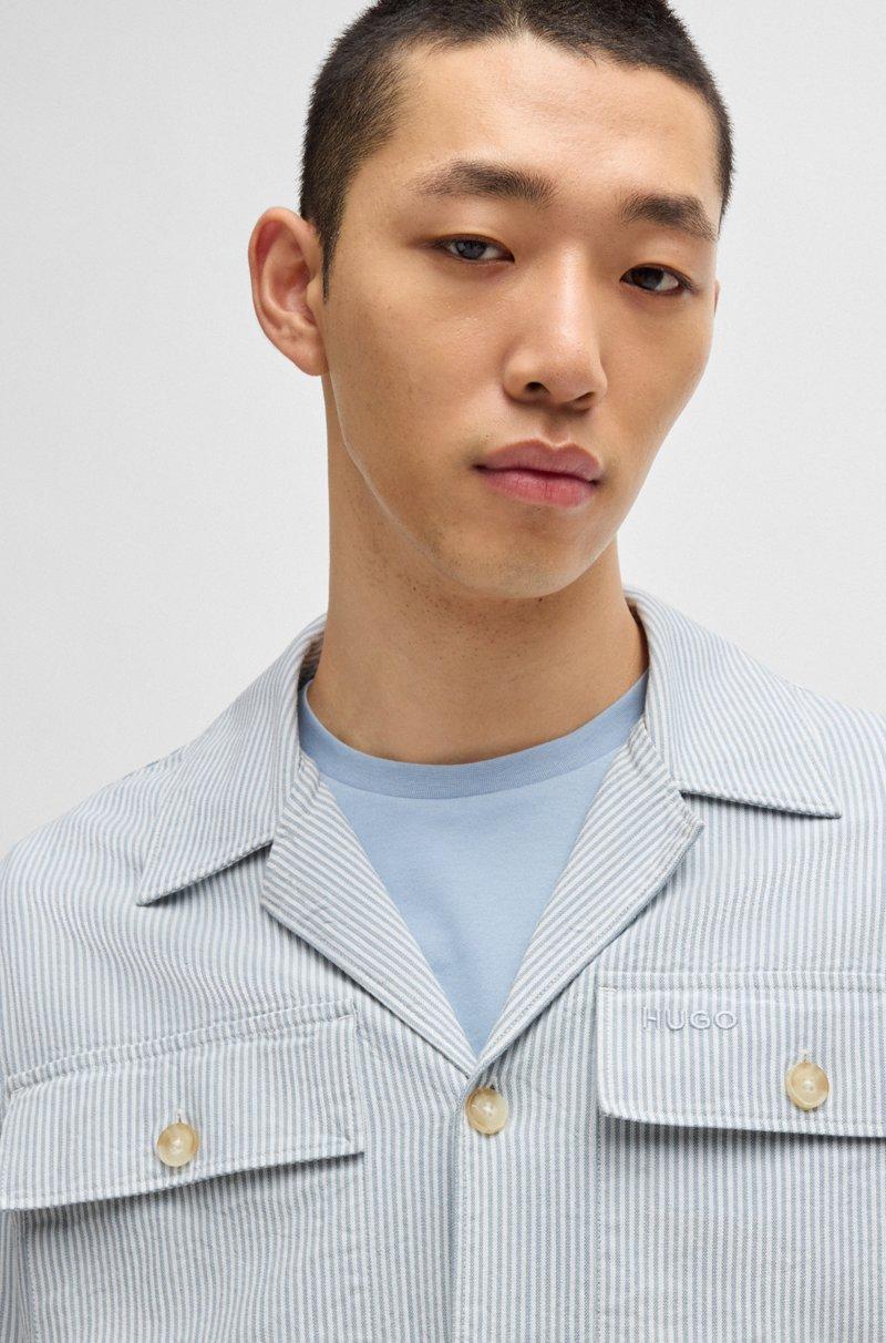 Hugo Boss Sobrecamisa Oversize Fit En Algodón Oxford A Rayas
