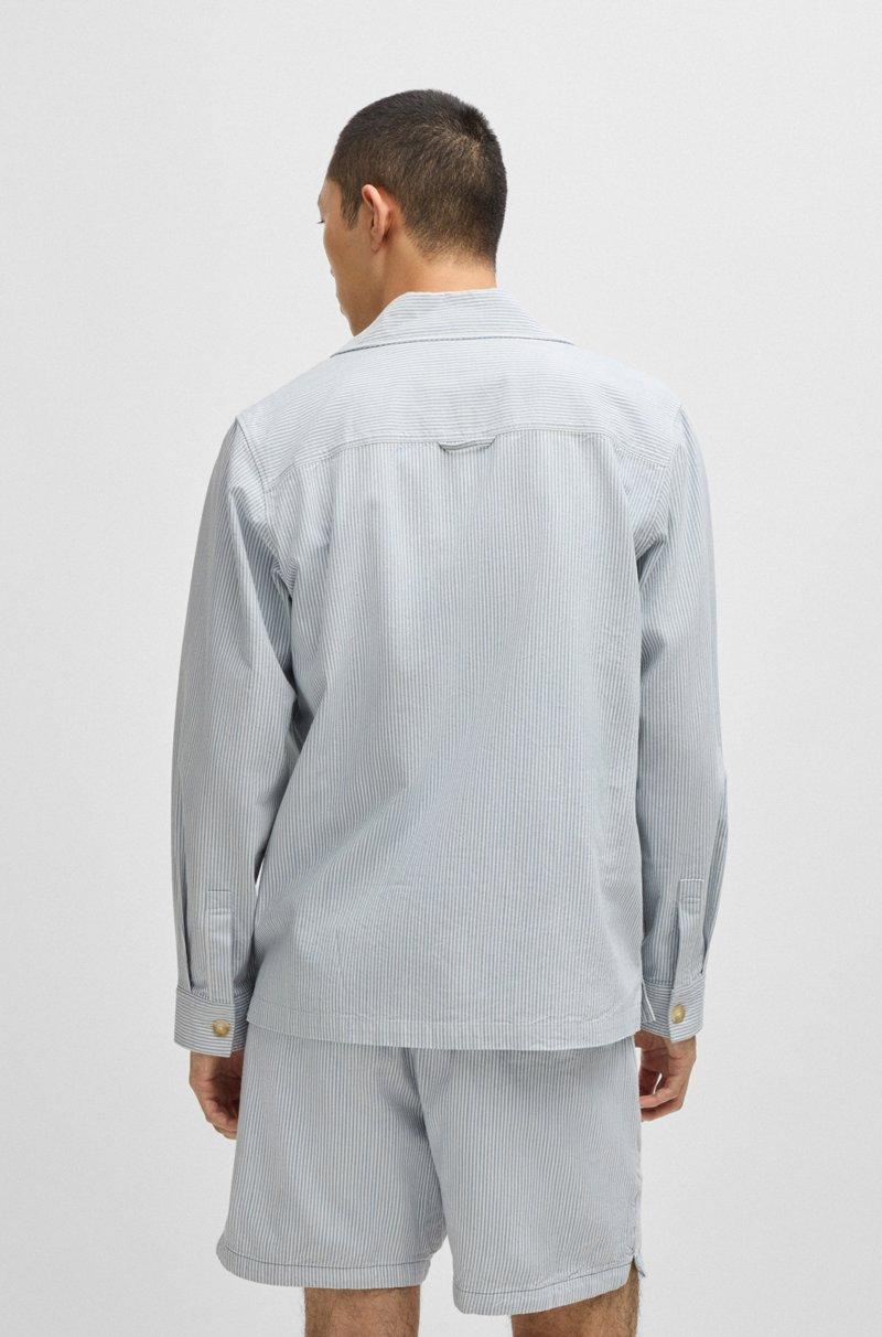Hugo Boss Sobrecamisa Oversize Fit En Algodón Oxford A Rayas