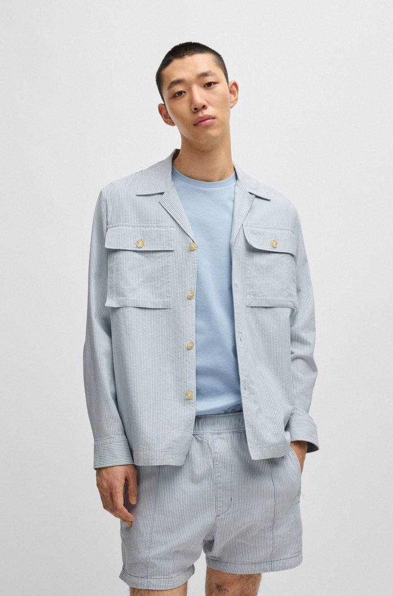 Hugo Boss Sobrecamisa oversize fit en algodón Oxford a rayas