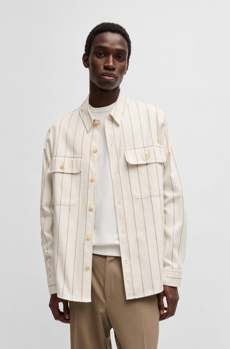 Hugo Boss Sobrecamisa oversize fit en algodón Oxford a rayas