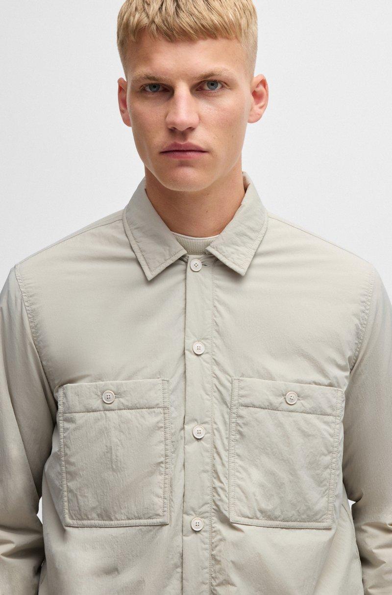 Hugo Boss Sobrecamisa Oversize Fit En Tejido Arrugado Con Relleno Ligero