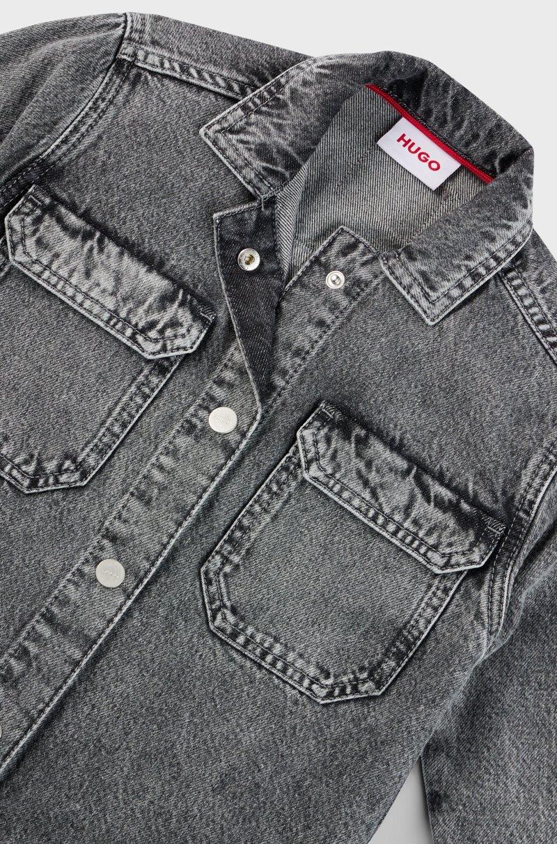 Hugo Boss Sobrecamisa Para Niños En Denim De Algodón Negro Lavado
