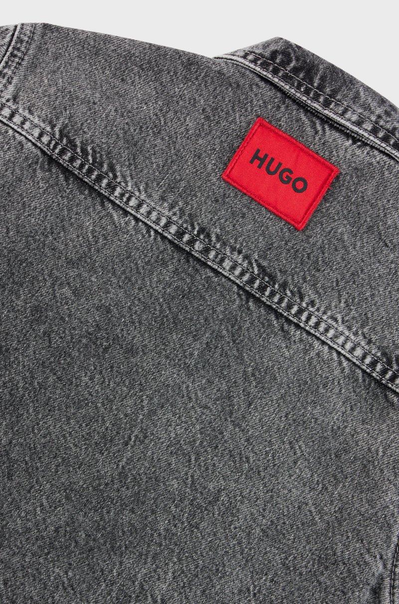 Hugo Boss Sobrecamisa Para Niños En Denim De Algodón Negro Lavado