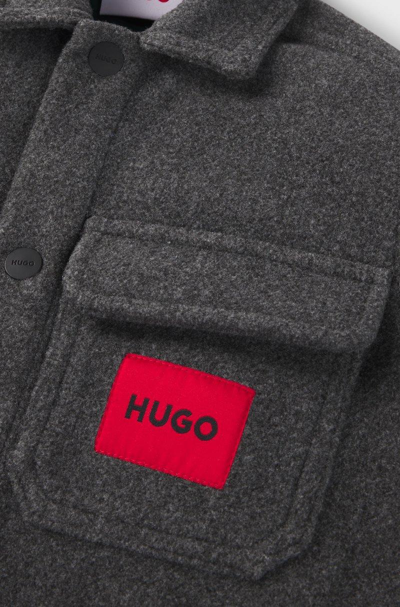 Hugo Boss Sobrecamisa Para Niños En Tejido De Fieltro Con Etiqueta De Logo Roja