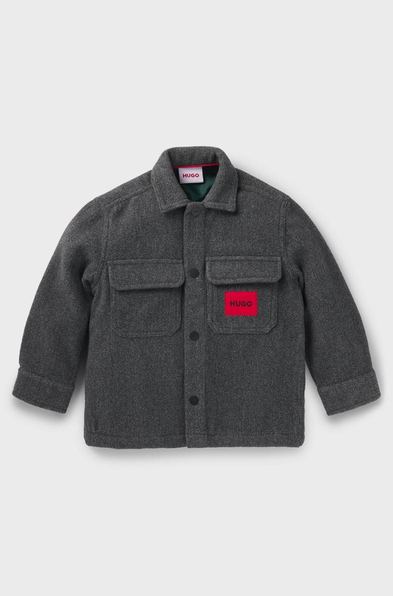 Hugo Boss Sobrecamisa Para Niños En Tejido De Fieltro Con Etiqueta De Logo Roja