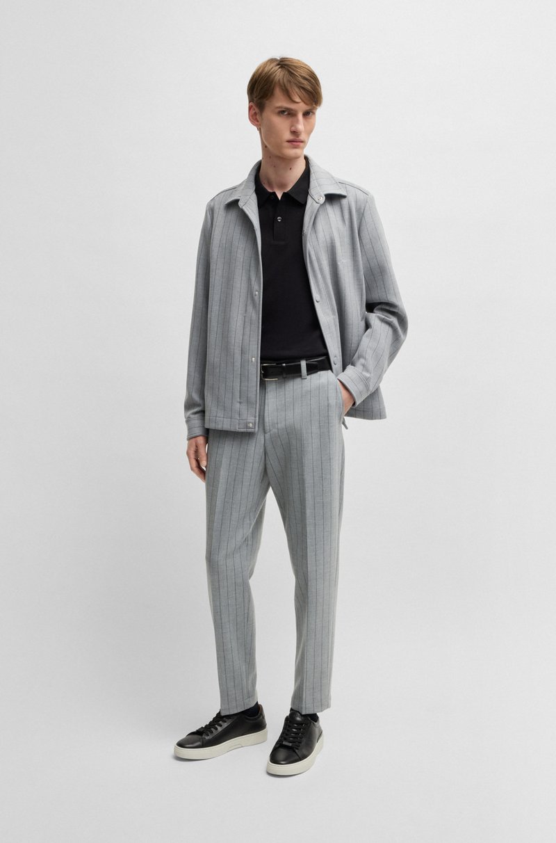 Hugo Boss Sobrecamisa Relaxed Fit Con Raya Y Logo Caligrafiado