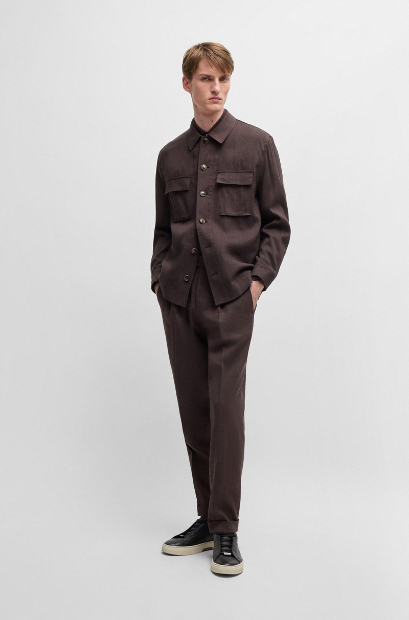 Hugo Boss Sobrecamisa Relaxed Fit De Mezcla De Lino Con Lana