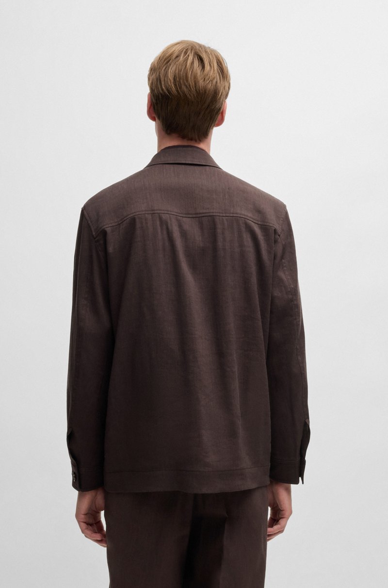 Hugo Boss Sobrecamisa Relaxed Fit De Mezcla De Lino Con Lana