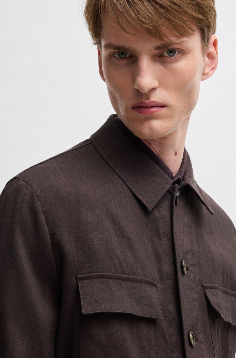 Hugo Boss Sobrecamisa Relaxed Fit De Mezcla De Lino Con Lana