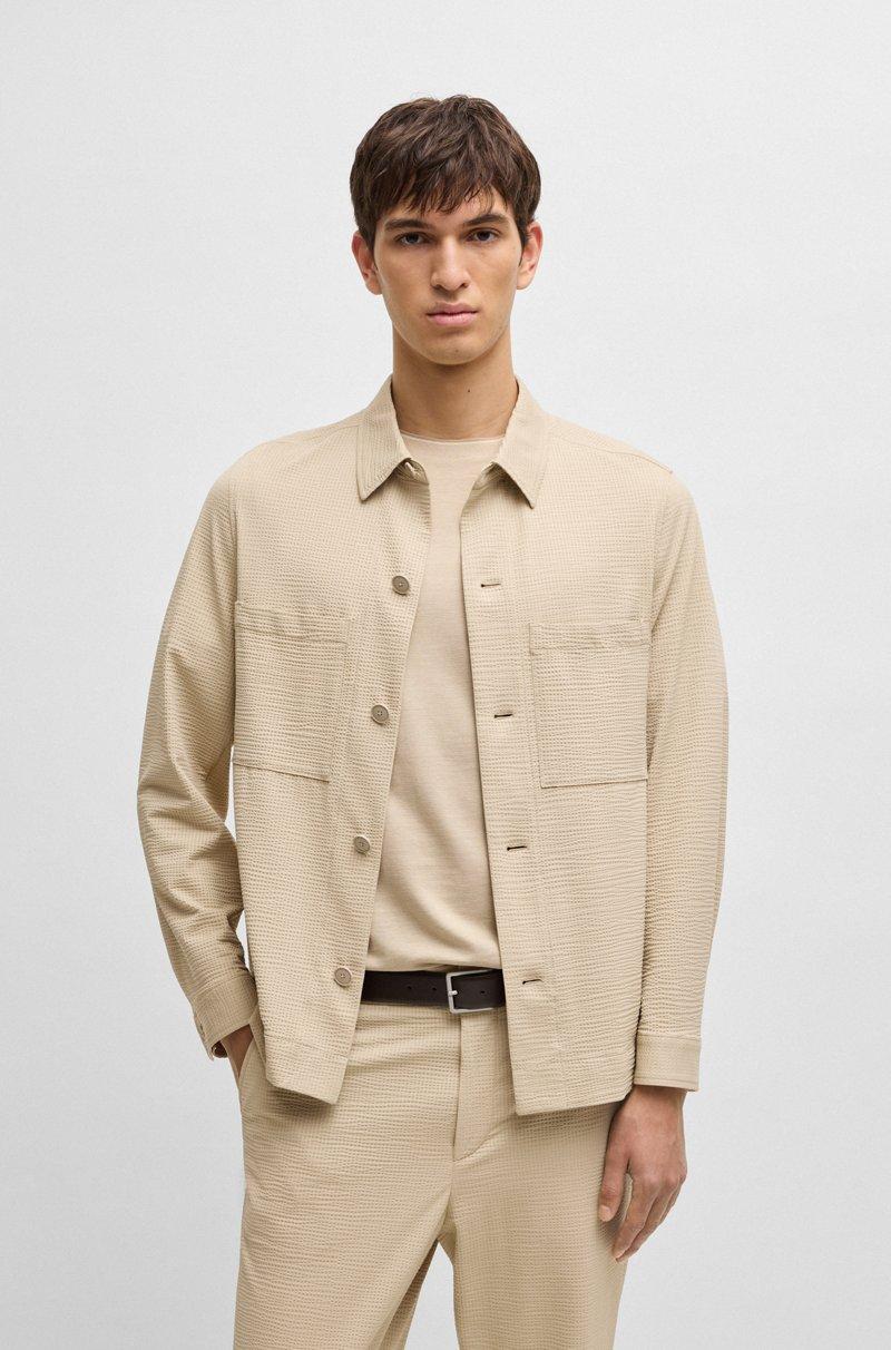 Hugo Boss Sobrecamisa relaxed fit en sirsaca elástica