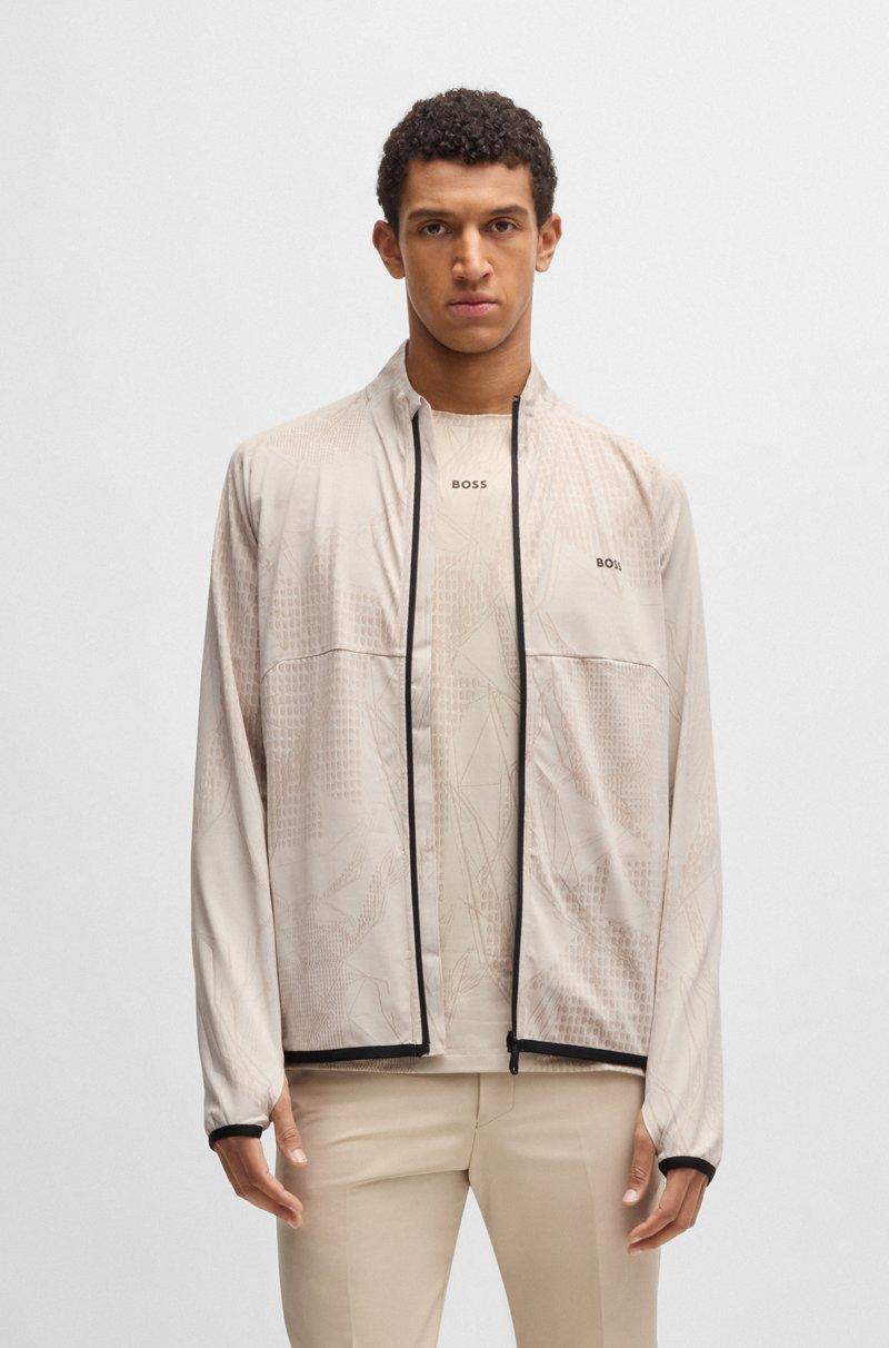 Hugo Boss Sudadera activa con cremallera y estampado dinámico de jacquard