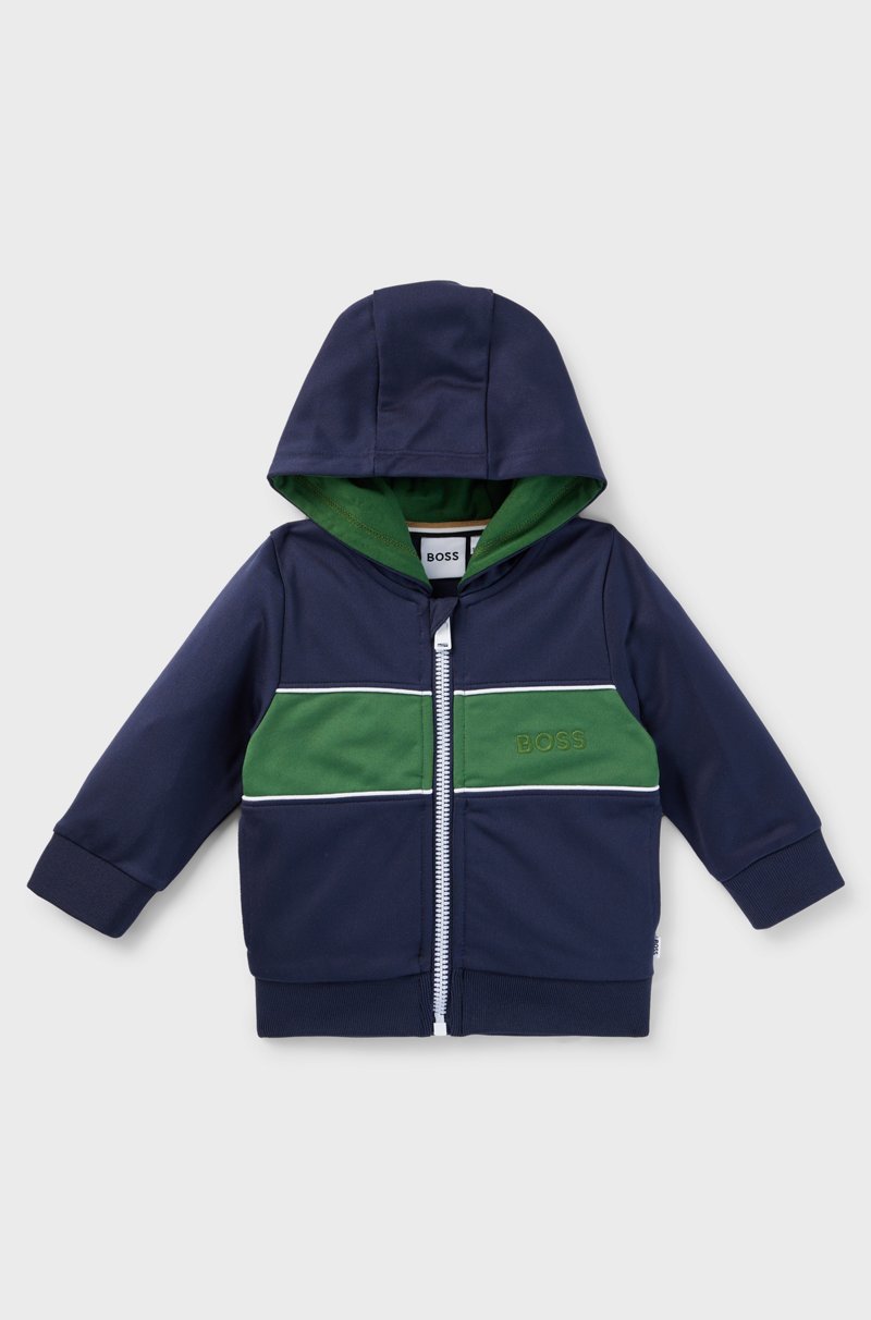 Hugo Boss Sudadera con capucha cremallera y logo bordado para niños