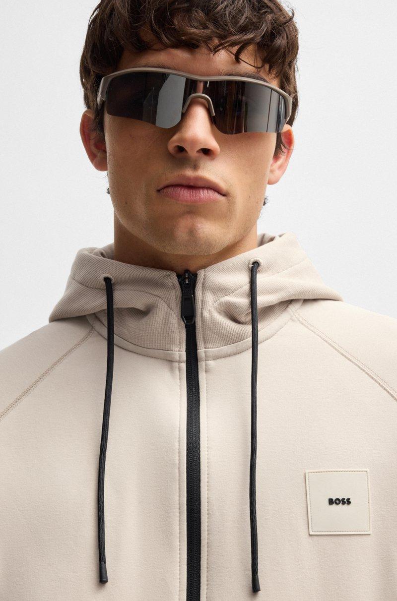 Hugo Boss Sudadera Con Capucha De Algodón Con Cremallera Y Parche De Logo