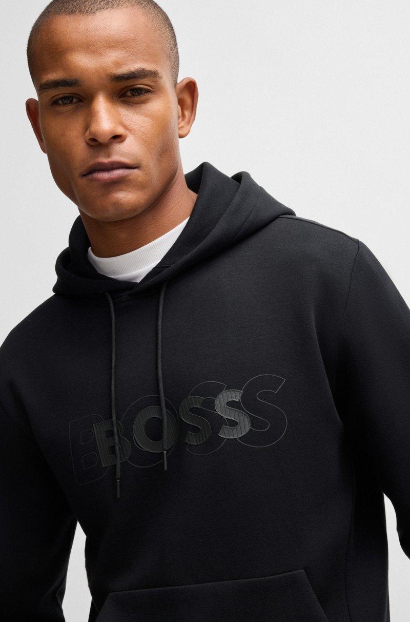 Hugo Boss Sudadera Con Capucha De Algodón Elástico Con Logo En Capas