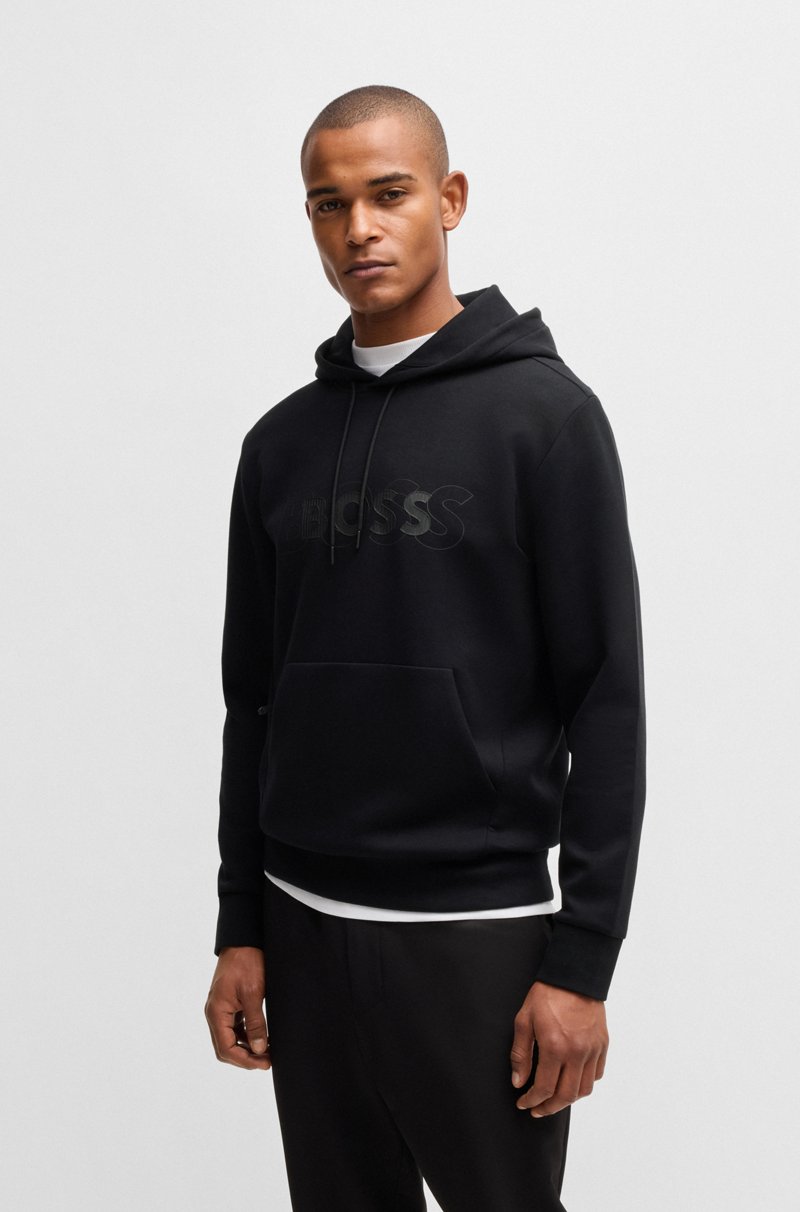 Hugo Boss Sudadera con capucha de algodón elástico con logo en capas
