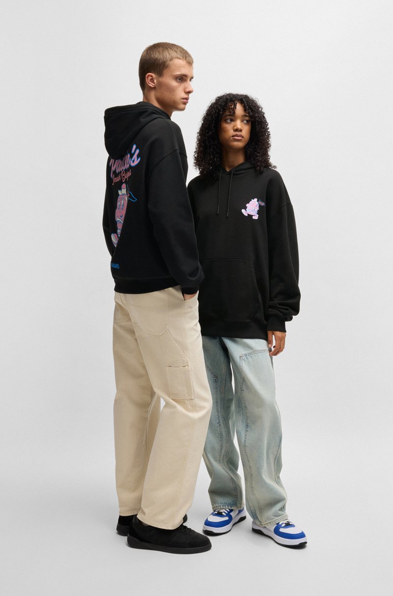 Hugo Boss Sudadera con capucha de felpa de algodón con gráficos de comida callejera