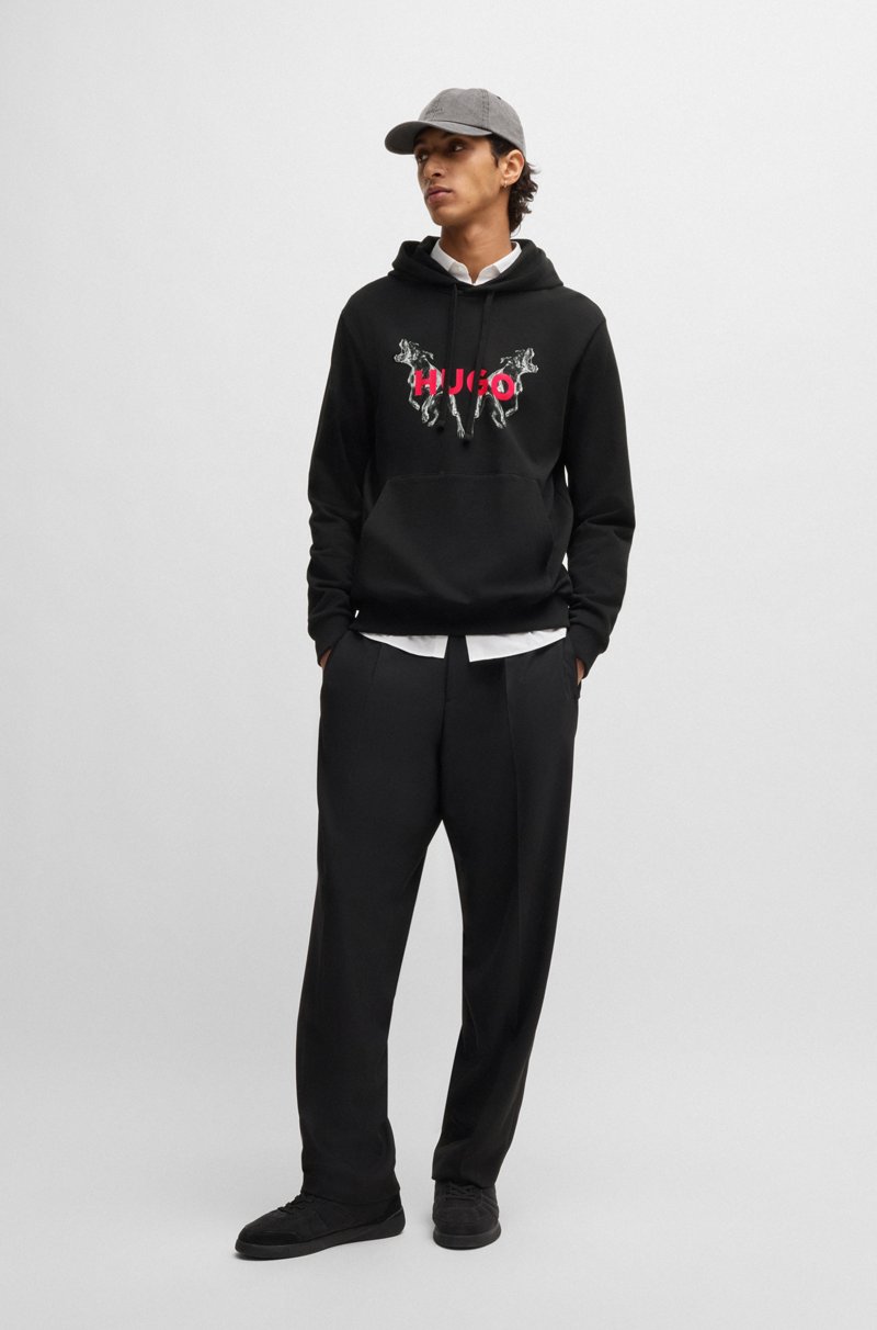 Hugo Boss Sudadera Con Capucha De Felpa De Algodón Con Gráficos De Animales Estampados