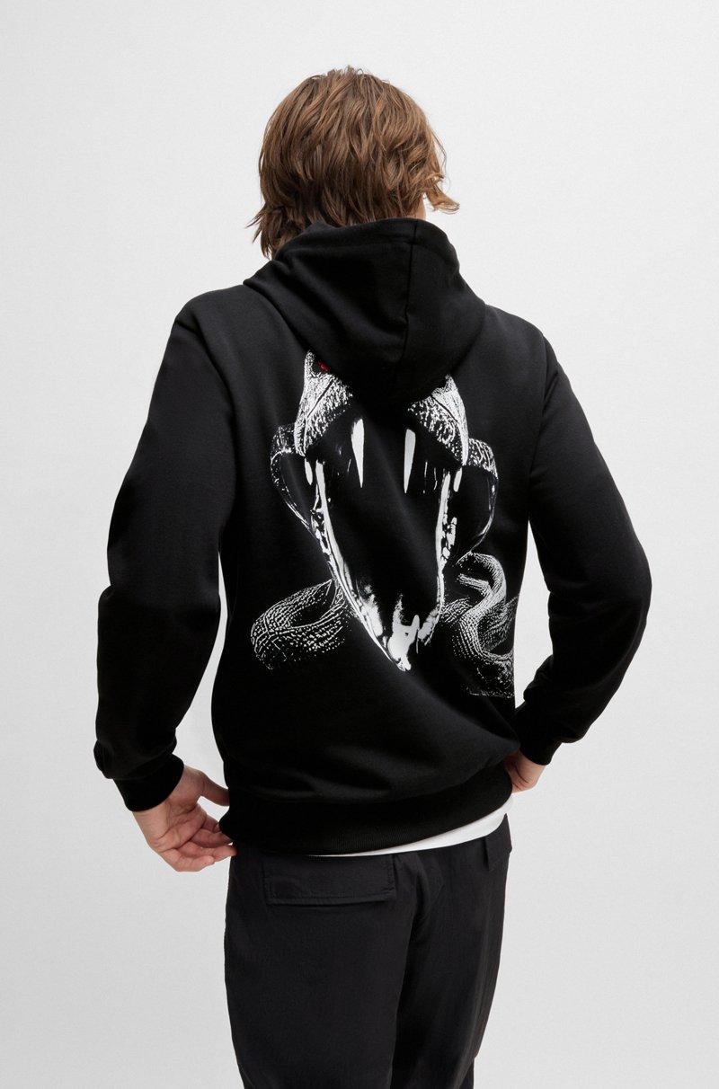 Hugo Boss Sudadera con capucha de felpa de algodón con gráficos de animales estampados