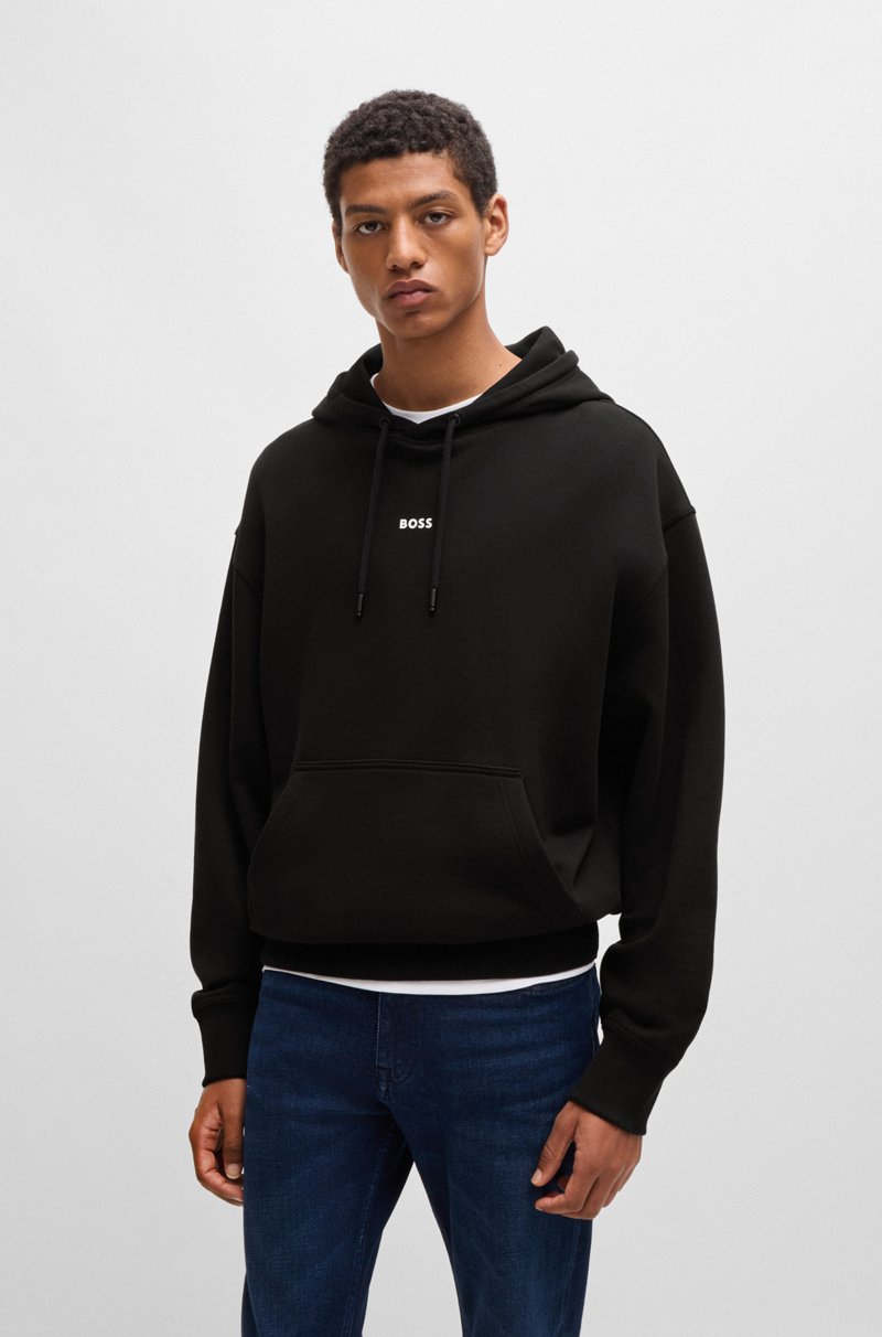 Hugo Boss Sudadera con capucha de felpa de algodón con logo en contraste