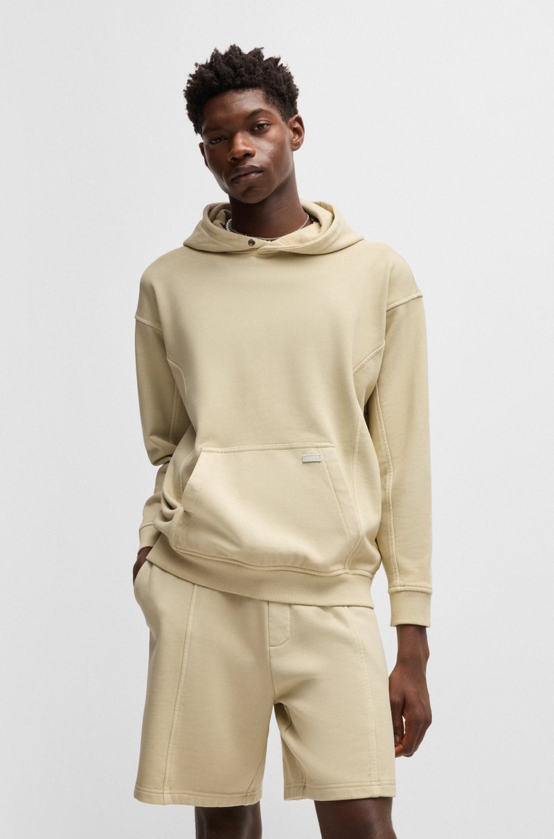 Hugo Boss Sudadera con capucha de felpa de algodón con ojales vintage