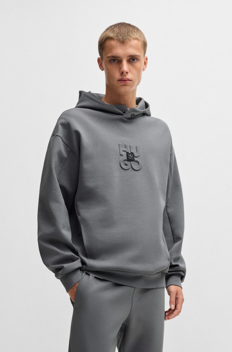 Hugo Boss Sudadera con capucha de interlock de algodón con logos apilados
