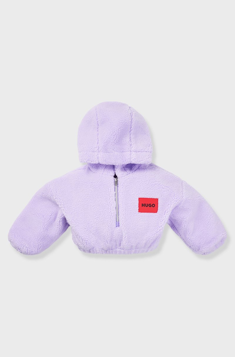 Hugo Boss Sudadera con capucha de sherpa para niños con logo bordado en la espalda