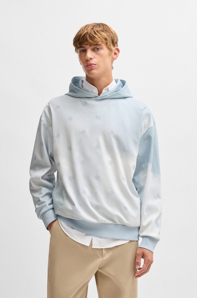 Hugo Boss Sudadera con capucha e ilustración de nubes con monogramas Double B