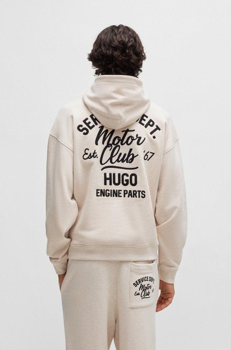 Hugo Boss Sudadera con capucha en felpa de algodón con ilustración bordada