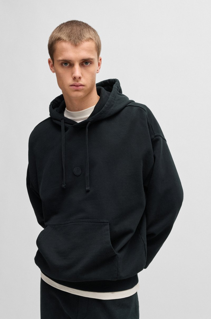 Hugo Boss Sudadera con capucha en felpa de algodón con insignia de logo