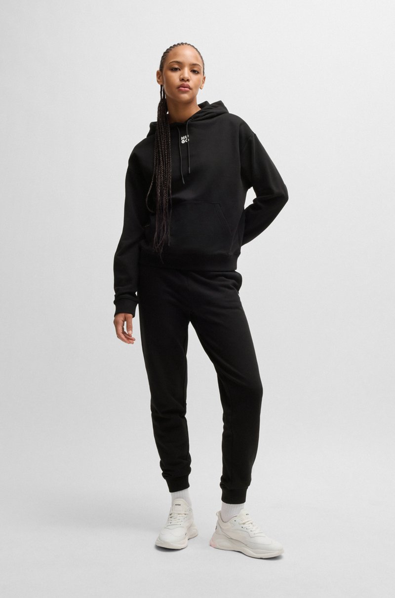 Hugo Boss Sudadera Con Capucha En Felpa De Algodón Con Logo Apilado Bordado