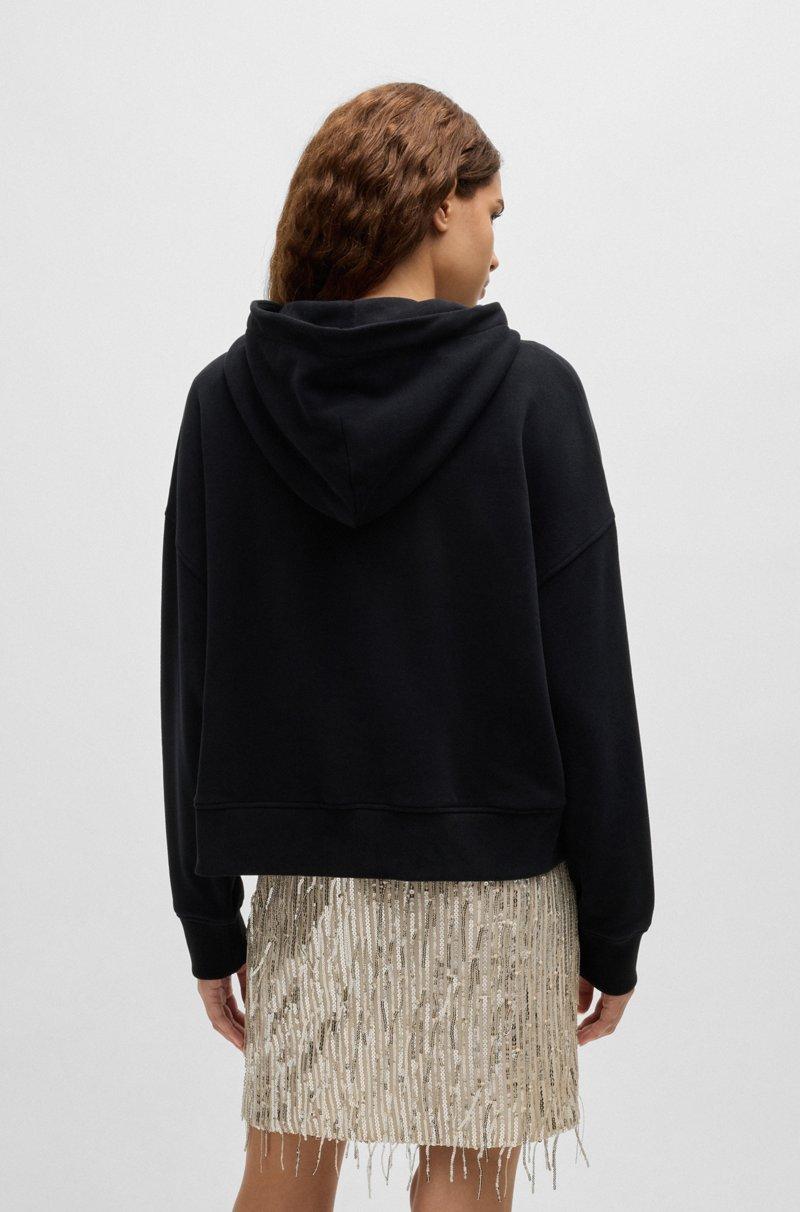 Hugo Boss Sudadera Con Capucha En Felpa De Rizo De Algodón Con Logo De Cristales Engastados