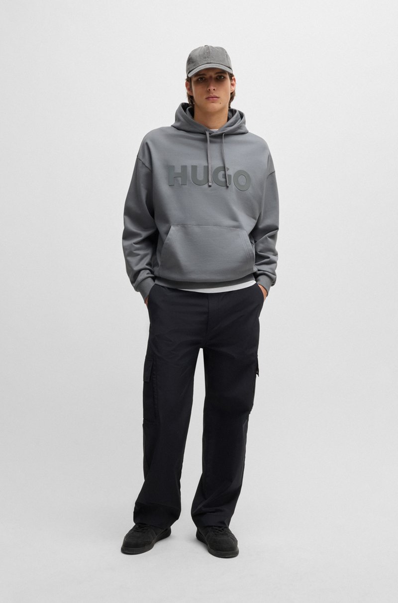 Hugo Boss Sudadera Con Capucha Oversize Fit De Felpa De Algodón Con Logo Tonal