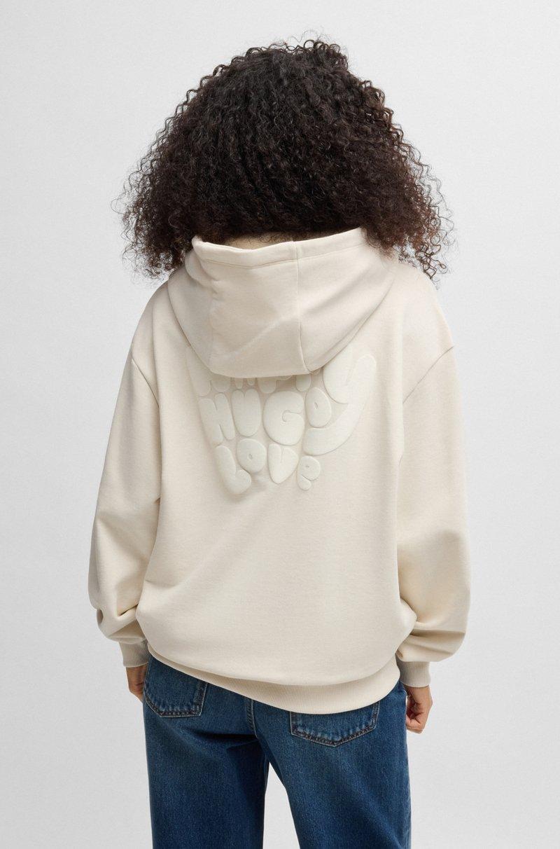 Hugo Boss Sudadera Con Capucha Oversize Fit En Felpa De Algodón Con Eslogan Desenfadado