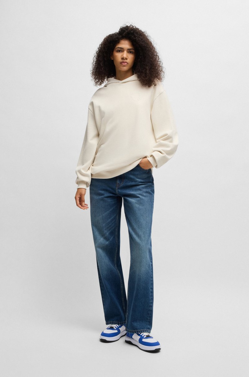 Hugo Boss Sudadera Con Capucha Oversize Fit En Felpa De Algodón Con Eslogan Desenfadado