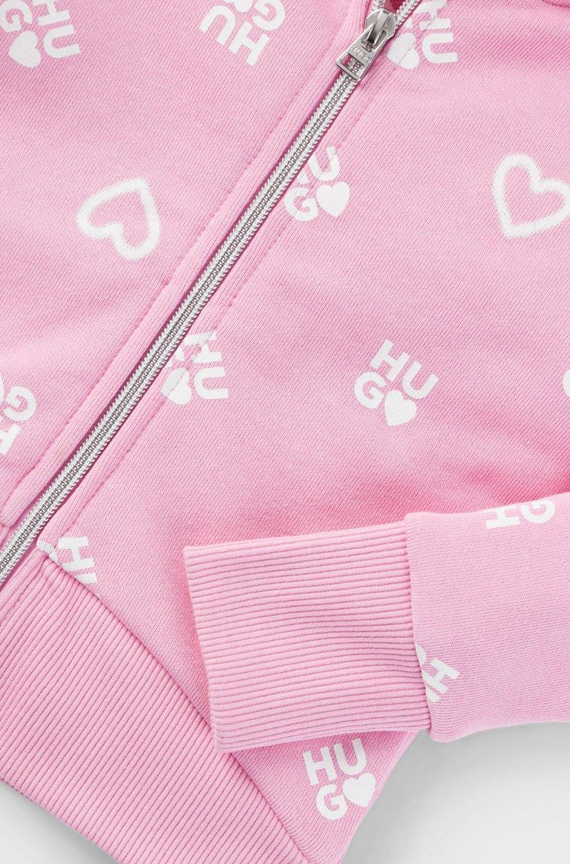 Hugo Boss Sudadera Con Capucha Para Niños De Algodón Con Corazones Y Logos