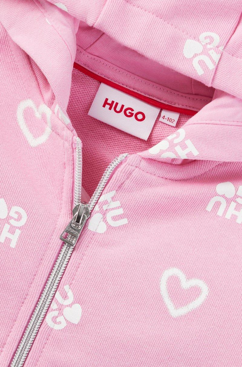 Hugo Boss Sudadera Con Capucha Para Niños De Algodón Con Corazones Y Logos