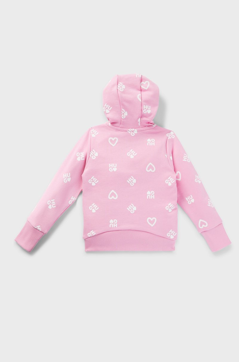 Hugo Boss Sudadera Con Capucha Para Niños De Algodón Con Corazones Y Logos