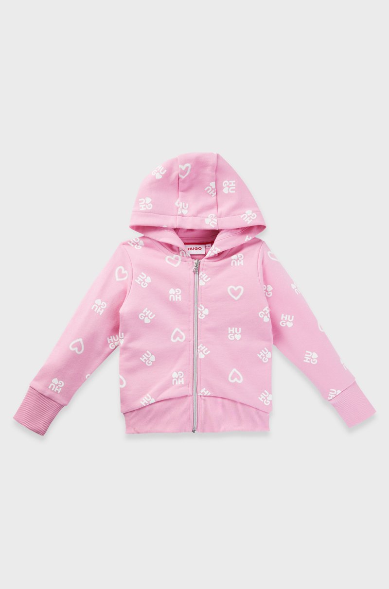 Hugo Boss Sudadera Con Capucha Para Niños De Algodón Con Corazones Y Logos