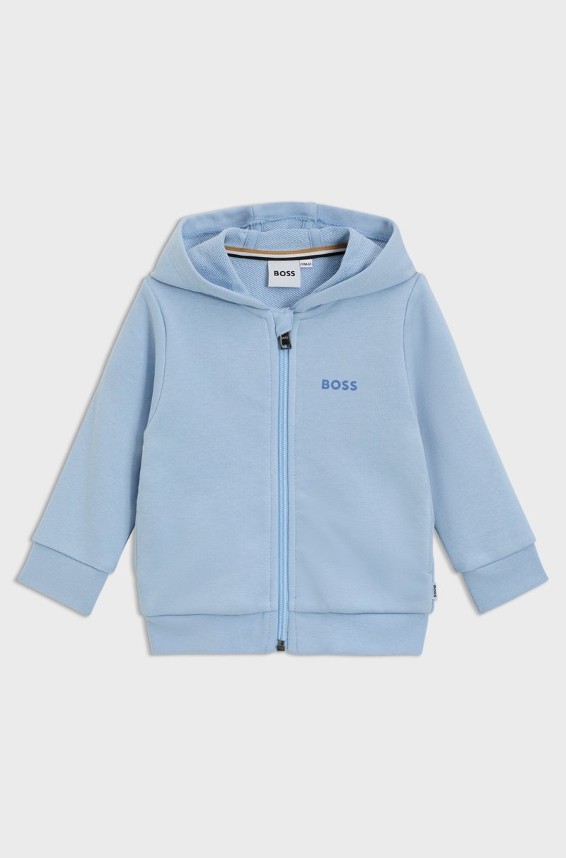 Hugo Boss Sudadera con capucha para niños de algodón con cremallera y logo estampado