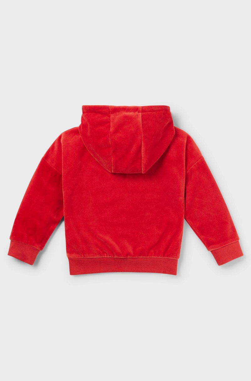 Hugo Boss Sudadera Con Capucha Para Niños En Terciopelo De Mezcla De Algodón Con Logo Caligrafiado