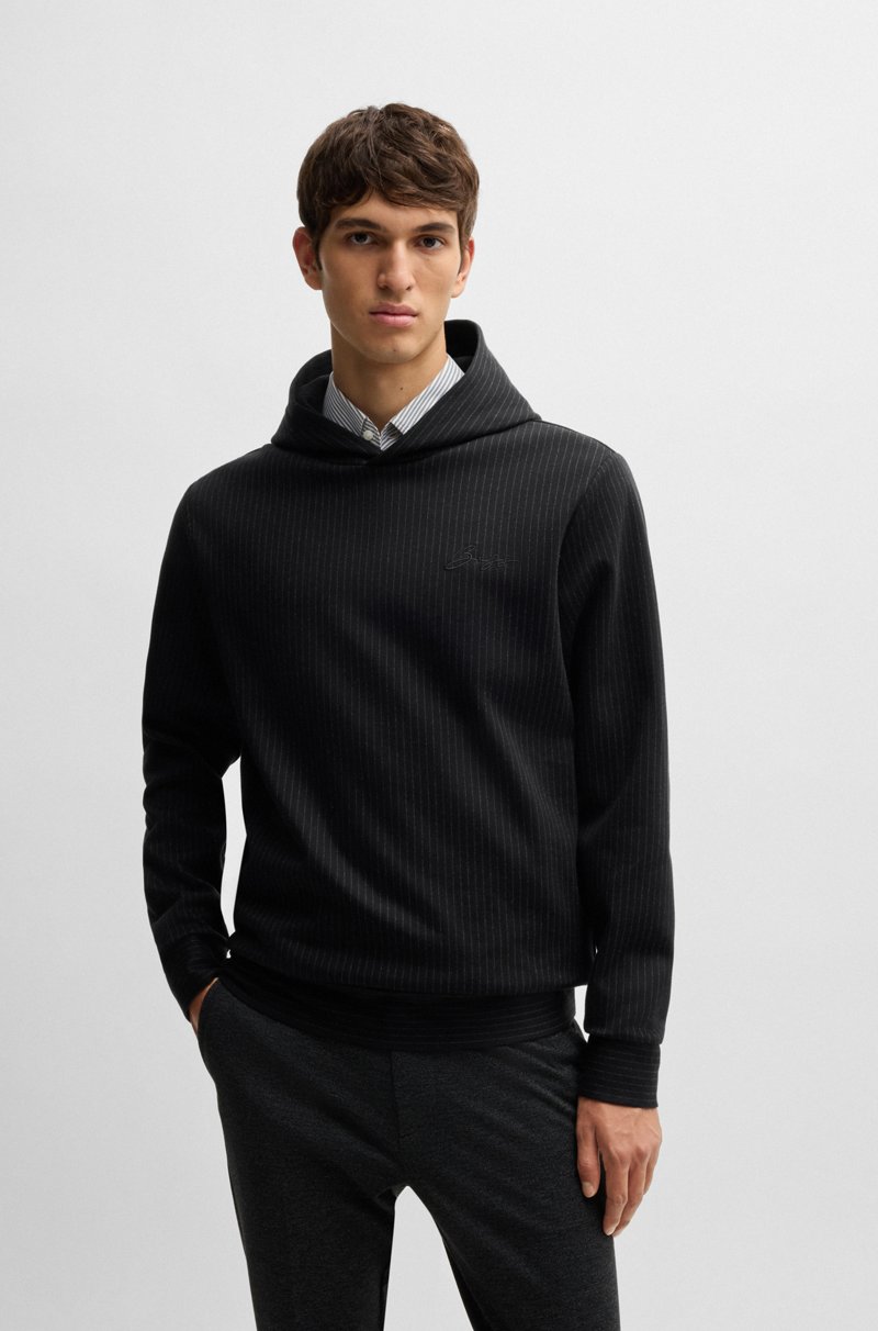 Hugo Boss Sudadera con capucha regular fit de algodón con raya diplomática