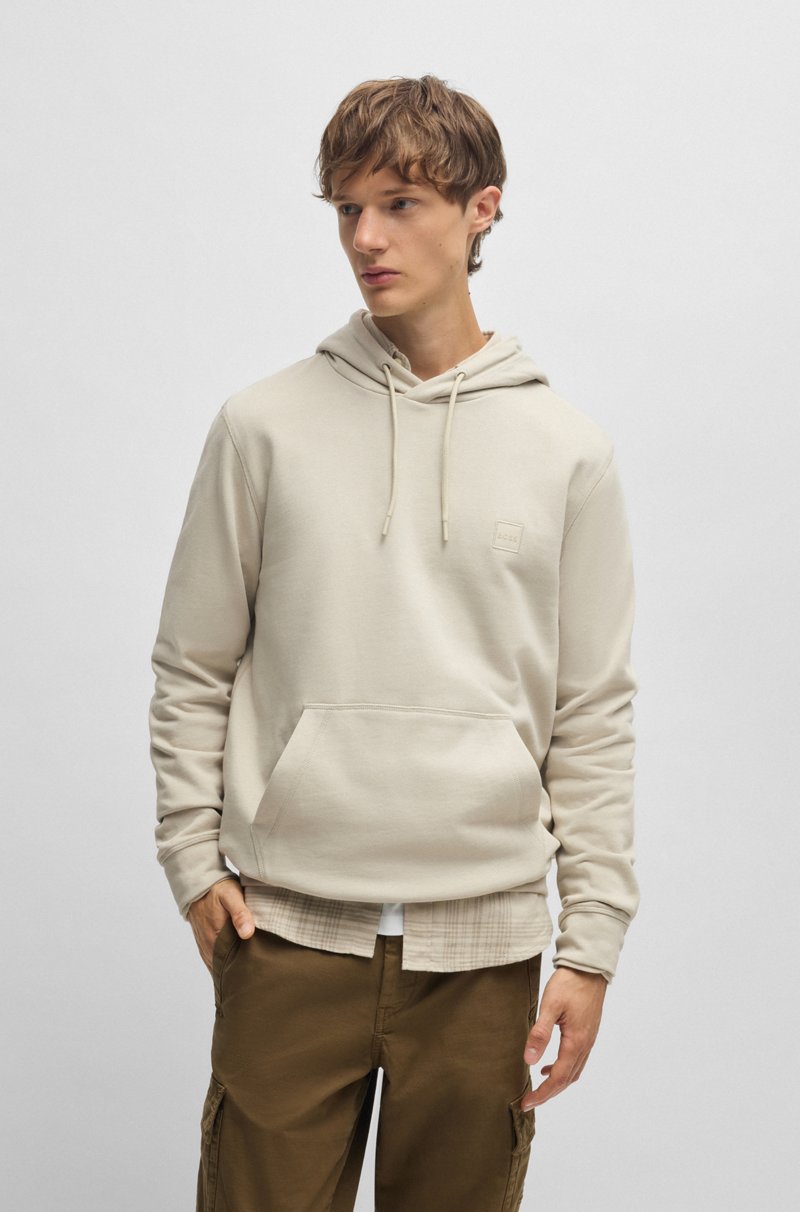 Hugo Boss Sudadera con capucha regular fit de felpa de algodón con parche de logo