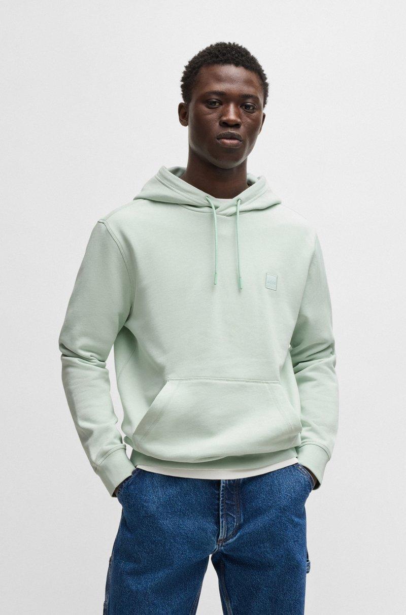 Hugo Boss Sudadera con capucha regular fit de felpa de algodón con parche de logo