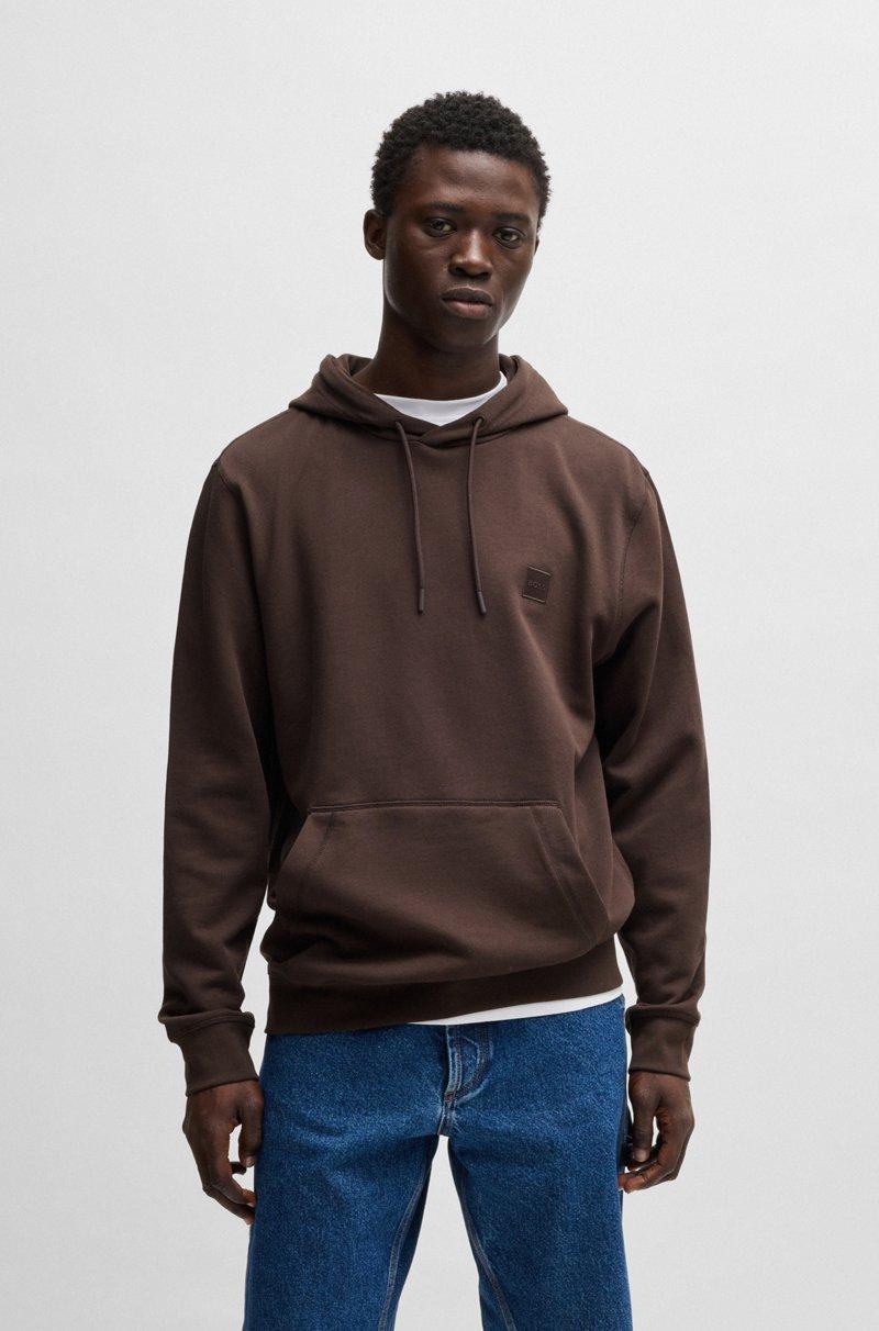 Hugo Boss Sudadera con capucha regular fit de felpa de algodón con parche de logo