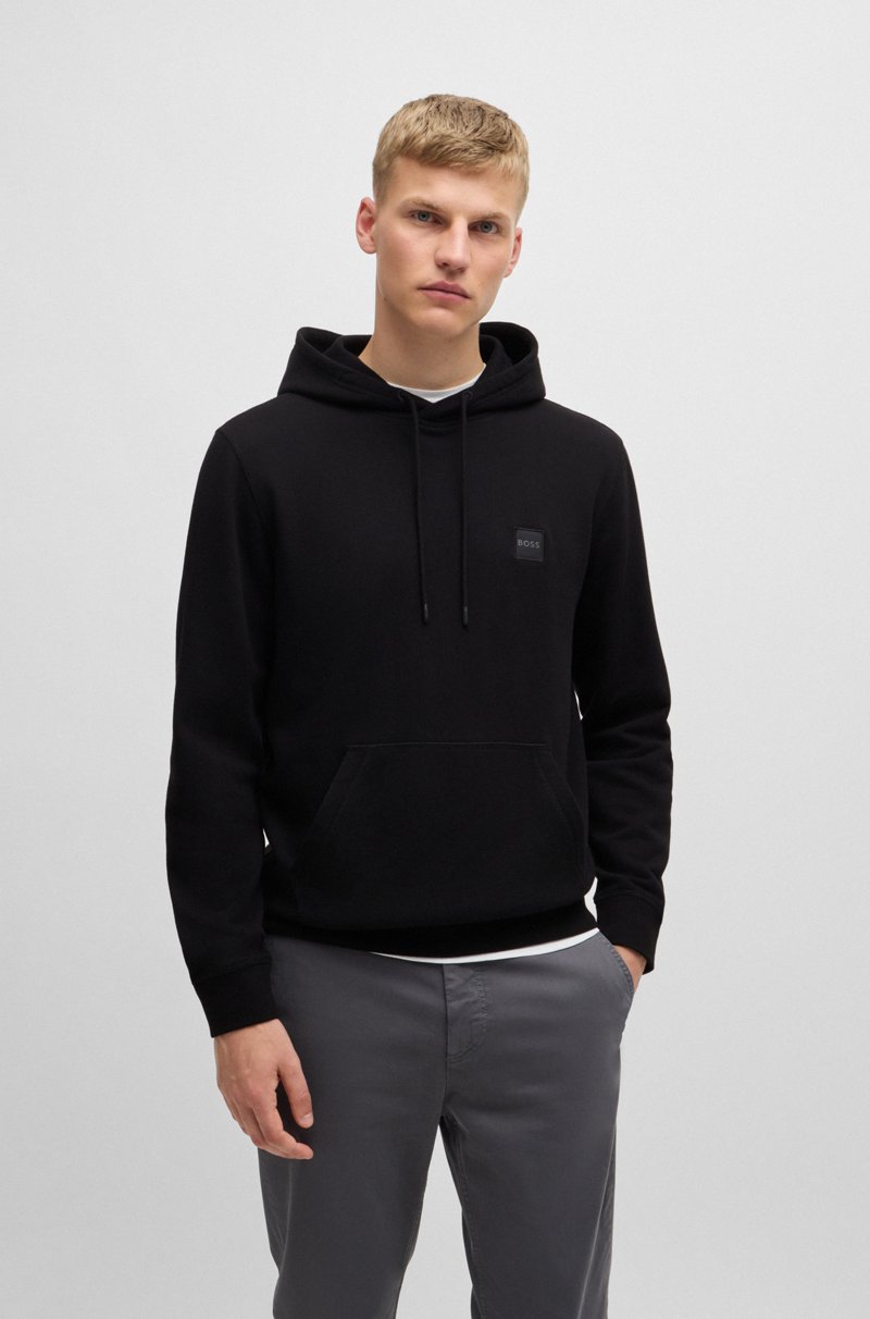 Hugo Boss Sudadera con capucha regular fit de felpa de algodón con parche de logo